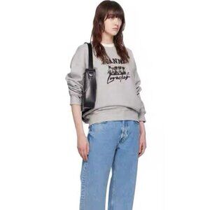 Ganni Gray crew neck sweater